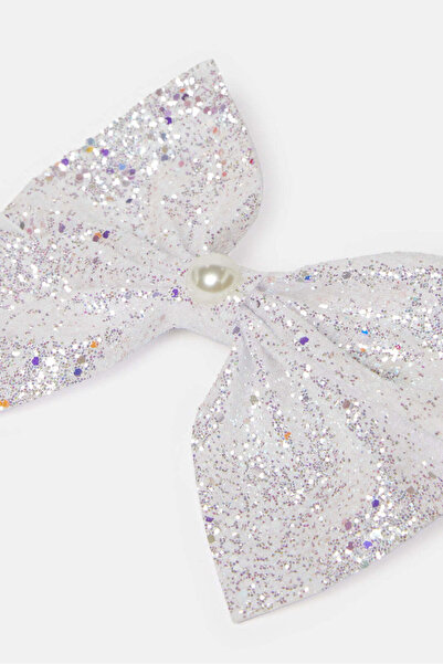 REDTAG Girls Silver Embellished Bow Hair Clip