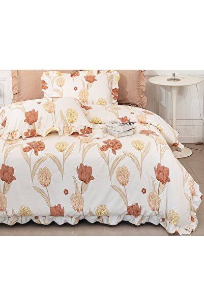CHIRASO Ruffled Bedding Set, ELASTIC Sheet 180x200cm, Duvet Cover 200x230, 2 Pillowcases 52x75