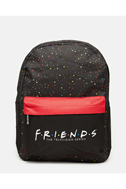 REDTAG Girls Black Friends Print School Backpack (17 Inch)