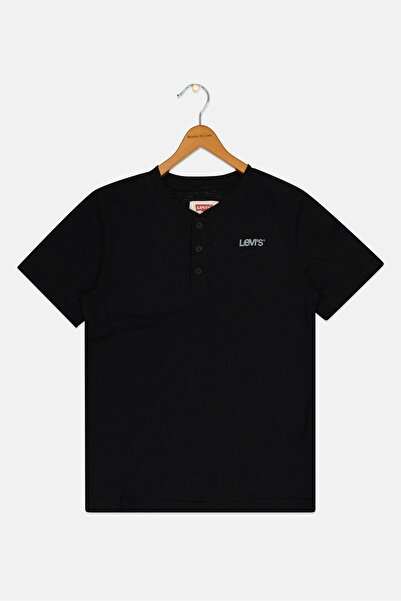 Levi's Kids Boy Crew Neck Short Sleeve Brand Logo T-Shirt, Black