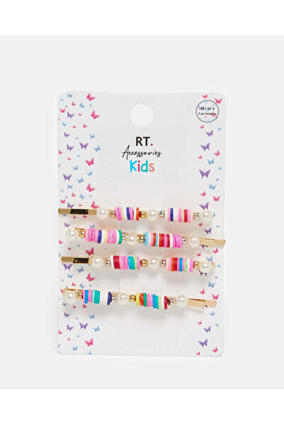 REDTAG مجموعة مشابك شعر مزخرفة متنوعة للبنات (عبوة من 4 قطع)