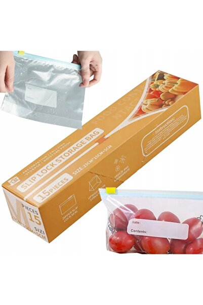 zola Set 15 pungi alimentare cu fermoar, capacitate 1200 ml, reutilizabile, 2...