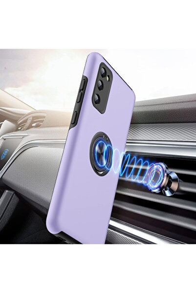 MobileSmart Case for Samsung Galaxy S20 FE, Military Protection, 360° Metal Ring Kickstand, Shockproof, Purple