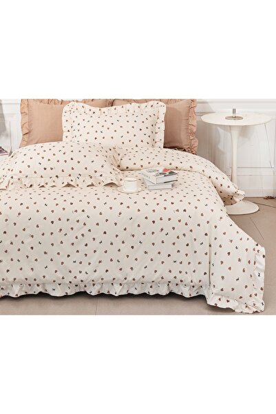 CHIRASO Ruffled Bedding Set, ELASTIC Sheet 180x200cm, Duvet Cover 200x230, 2 Pillowcases 52x75