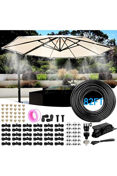 genernic Outdoor Patio Misting System – 25m Hose, 30 Brass Nozzles & 1.9cm Brass Adapter (SUNHE YHK)
