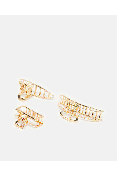 REDTAG Women Gold Embellished Hair Clips (Pack of 3)