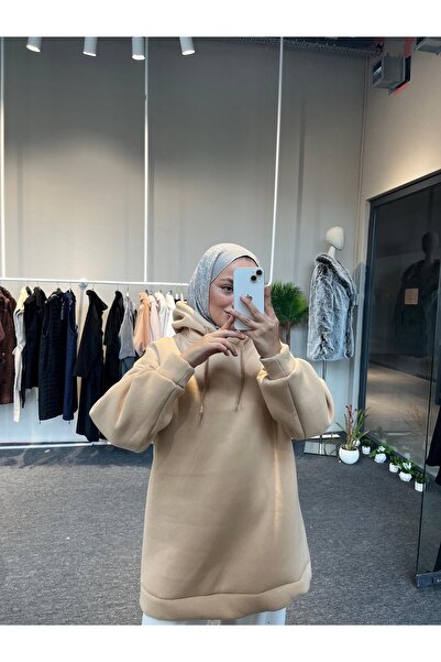 VOICTEC Γυναικείο φούτερ/κουκούλα Extra oversized επένδυση fleece Three Thread K με κουκούλα