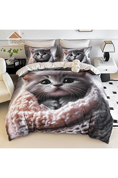 JOJO HOME 5D bedding set, 6 pieces, with elastic, Digital print, with elastic, 180x200cm, Cute cat