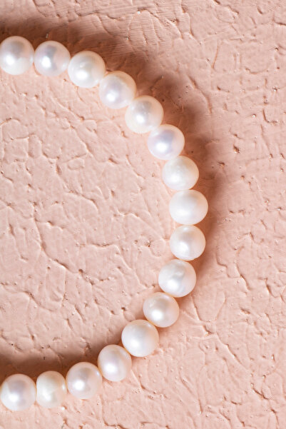 OSMANLI DOĞAL TAŞ Certified Pearl Silver Clasp Natural Stone Bracelet (Sk:053)