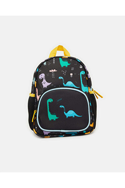 REDTAG Boys Black Dino Printed Backpack