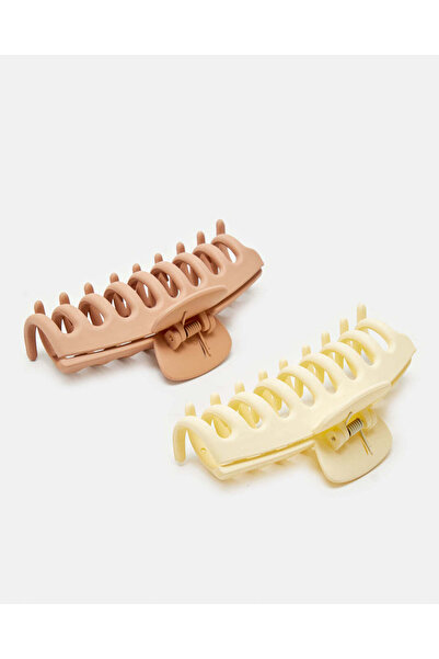 REDTAG Women Beige And Brown Hair Claw Set (Pack of 2)