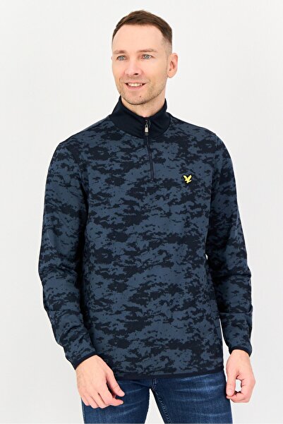 Lyle & Scott سويت شيرت رجالي ياقة مرتفعة متوسطة الطول دائرية، أزرق داكن
