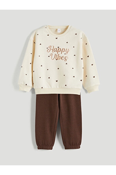 LC Waikiki Sparkling Choices from Shining Store | Crew Neck Girls' Sweatshirt and Sweatpants