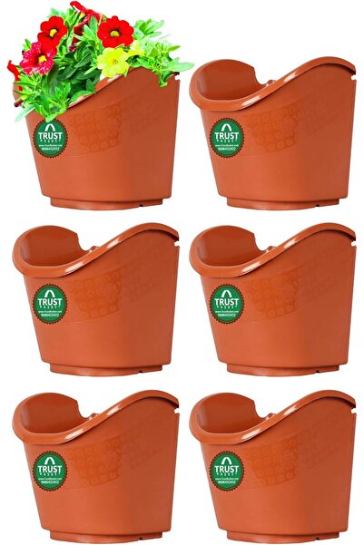 TrustBasket Vertical Hanging Planter Bags for Wall (Brown) - TrustBasket, Set of 6, Extra Large