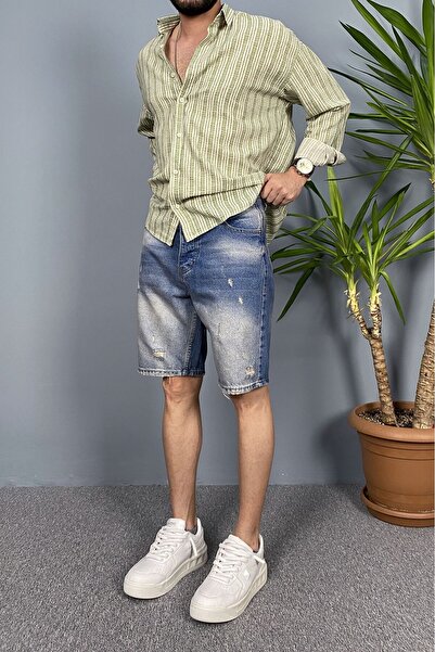 Alışveriş Sokağı Ripped Detailed Denim Shorts