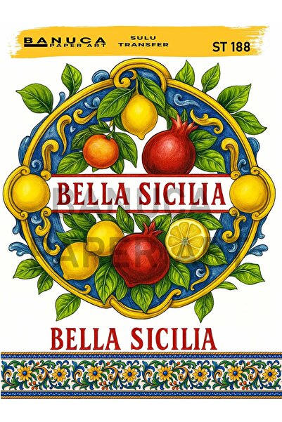 Banuca Paper Art ملصق جداري ST188 بنمط إكليل الفواكه من بيلا سيتشيليا، مقاس 2...