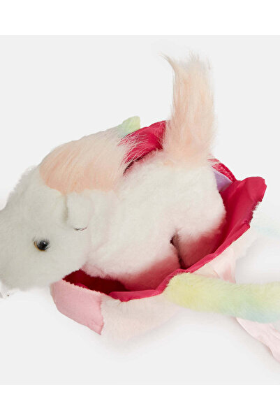 REDTAG Girls Pink Unicorn Character Faux Fur Backpack