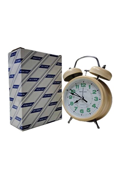 Mercury Twin Bell Quartz Alarm Clock – Classic Analog Table Clock with Night Glow Numbers