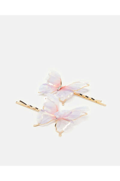 REDTAG Girls Gold Butterfly Embellished Hair Clip (Pack of 2)