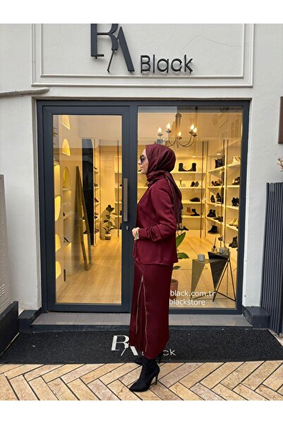 MissWhence 38015 Buttoned Women's Suit Burgundy