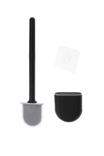 zola Toilet brush,water drain, soft silicone bristles, flexible head, plastic handle, 35x8 cm, black