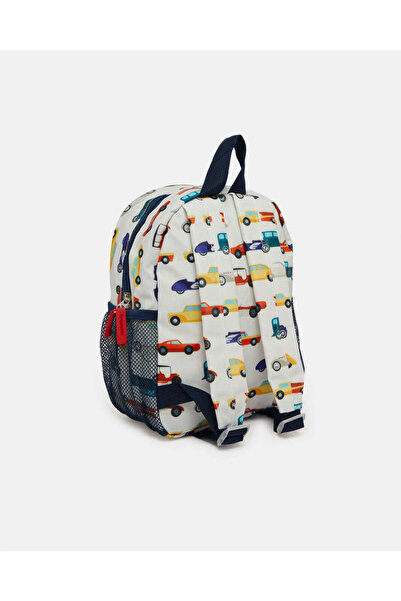 REDTAG Boys Beige Cars Printed Backpack