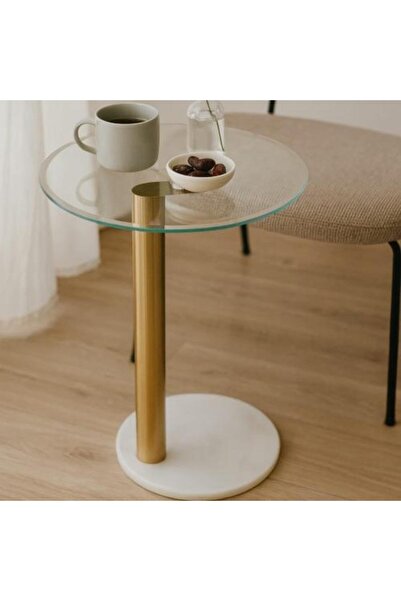 Generic Golden serving table with marble base