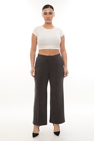 EXİTLİNE Women's Winter Stone Pipe Leg Khaki Velvet Trousers with Bee Accessories