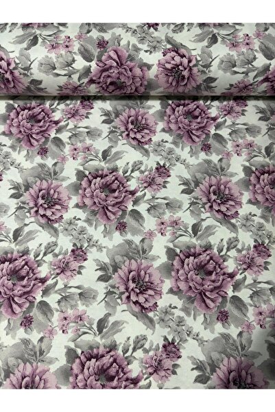 EKUMASCI Hazan Pembe Güllü Desenli Su İtici Duck Keten Perde ve Aksesuar Duck...