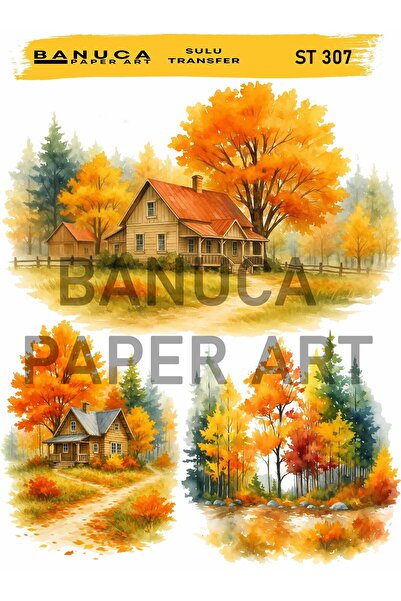Banuca Paper Art ملصق جداري بنمط مناظر الخريف مقاس 25*35 سم للتركيب الخارجي ب...
