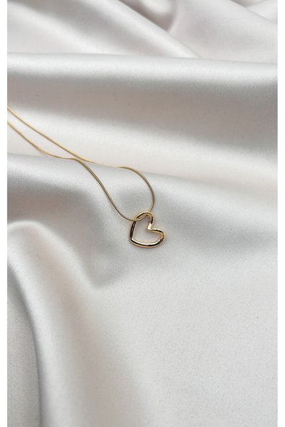 FIORA AKSESUAR Kalp Uçlu Charm Kararmaz Altın Rengi Çelik Kolye - Kadın Takı