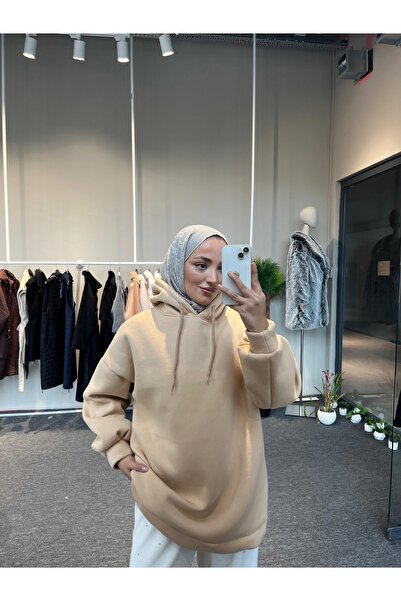 VOICTEC Γυναικείο φούτερ/κουκούλα Extra oversized επένδυση fleece Three Thread K με κουκούλα