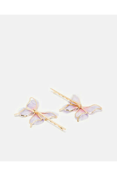 REDTAG Girls Gold Butterfly Embellished Hair Clip (Pack of 2)