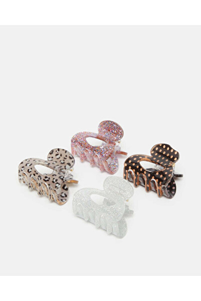 REDTAG Women Assorted Embellished Hair Clips (Pack of 4)