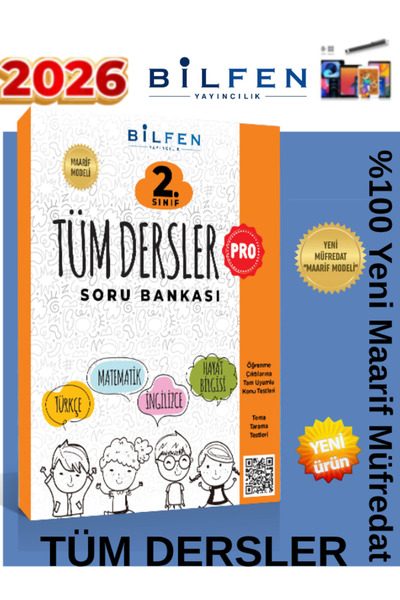 Bilfen Yayıncılık 2026 2.Sınıf %100 Yeni Maarif Müfredat Tüm Dersler Pro Soru Bankası(Üst Seviye Kaynak)+Tablet Kalemi