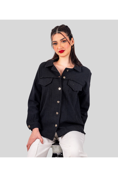 MQ Shirt-style jacket with long sleeves and a folded collar