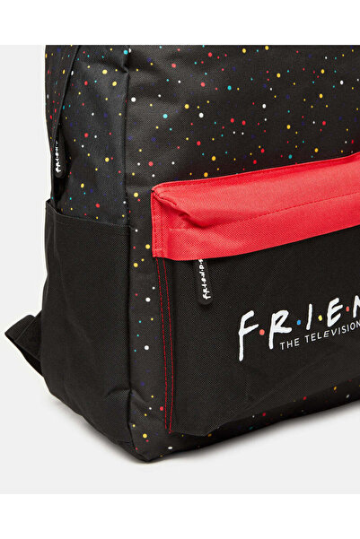 REDTAG Girls Black Friends Print School Backpack (17 Inch)