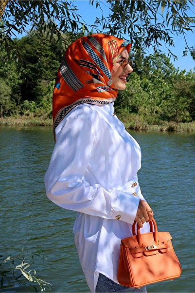 Levidor Twill Silk Scarf Lunera Collection-Orange