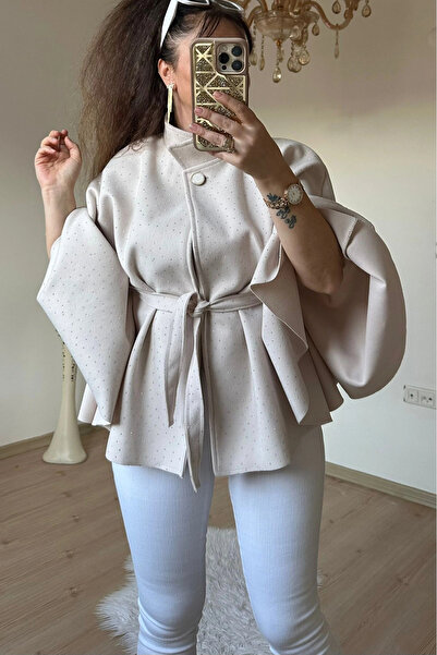 AZRA BUTİK Stone Short Panco Cream