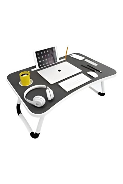 Primo Plus Foldable Laptop Table With Cup Holder black/white