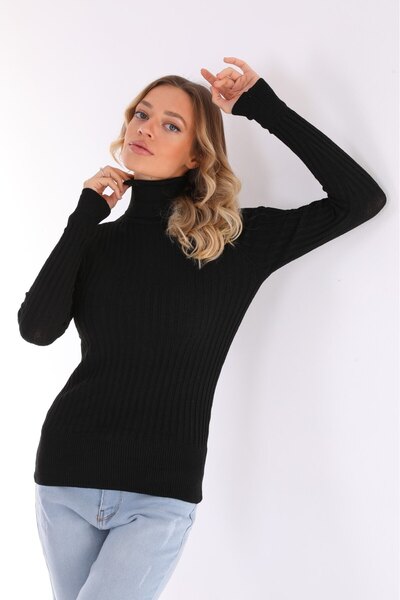 Alışveriş Sokağı Mărime standard material elastic Pulover verde din tricot cu...