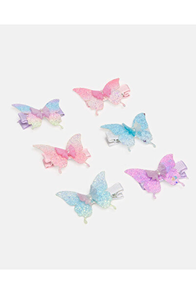 REDTAG Girls Assorted Embellished Hair Clips Set (Pack of 6)