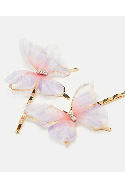 REDTAG Girls Gold Butterfly Embellished Hair Clip (Pack of 2)