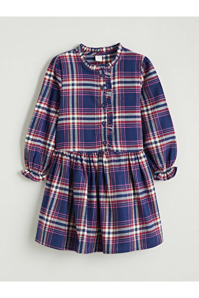 LC Waikiki Rmz Gi̇yi̇m Farkiyla Zero Roba Collar Checkered Embroidered Girl's...