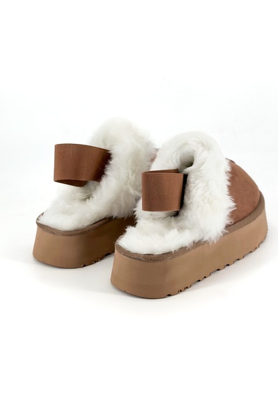 Shoebutik Echo Stone Color Elastic Band Women's Plush Slippers