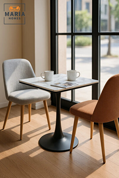 MARIA HOMES طاولة طعام مستطيلة بيضاء - أثاث معدني عصري للمقهى والمطعم والمكتب والمنزل، مقاس 60×60 سم