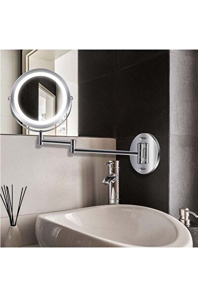 Generic مرآة مكياج LED مثبتة على الحائط مع تكبير 1x/10x، تدور 360 درجة، قابلة...