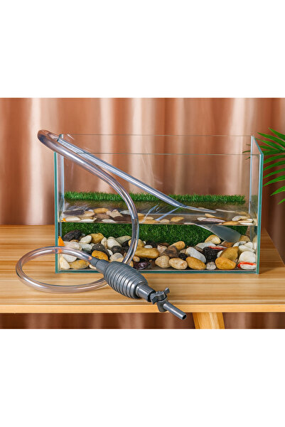 zola Aquarium vacuum cleaner with manual pump and valve, adjustable valve, length 1.7 m, transparent