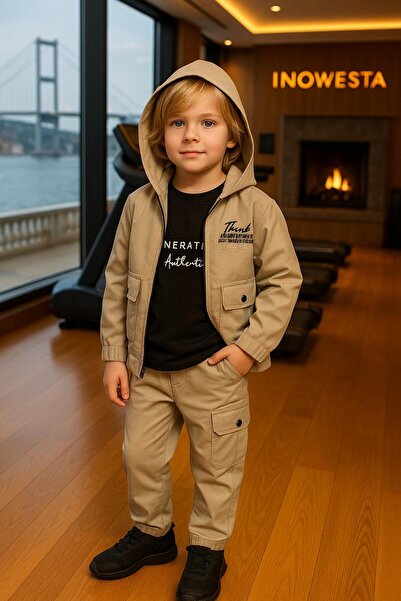 inowesta trend Boy's Premium Softshell Hooded Top Quality Parachute Fabric 3-Piece Suit