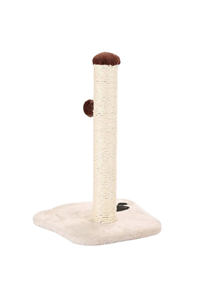 zola Sharp claw holder and toy for cats, pole and string and ball, height 43 cm, cream/brown